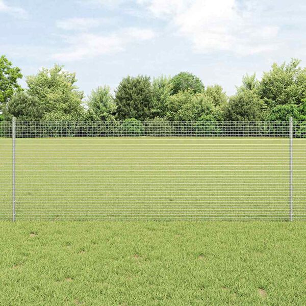 vidaXL Fence with Post Silver 0.8 x 10 m Steel