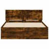 vidaXL Bed Frame with Headboard and LED Smoked Oak 120x200 cm