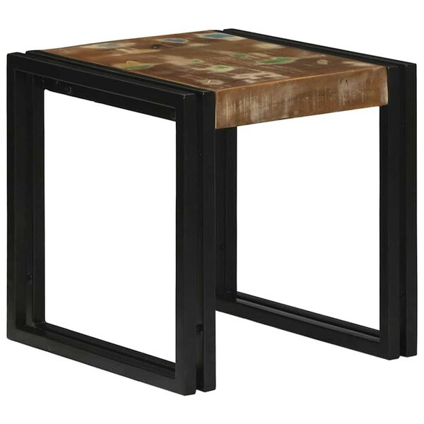 vidaXL Nesting Tables Brown and black Solid Reclaim wood
