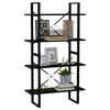 vidaXL 4-Tier Book Cabinet Black 80x30x140 cm Solid Pine Wood