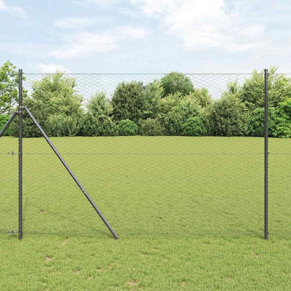 vidaXL Fence Post Grey 25 x 1.5 m (36 mm mesh) Steel