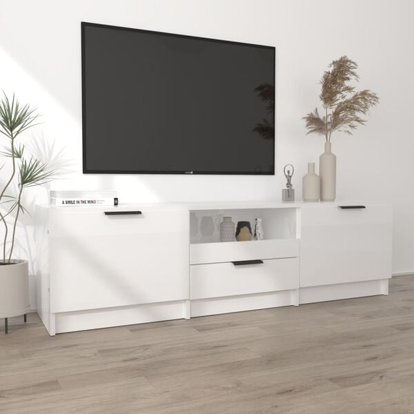 vidaXL TV Cabinet High Gloss White 140x35x40 cm Engineered Wood