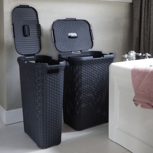 Curver Laundry Basket Set with Lid Style 2x40L Anthracite
