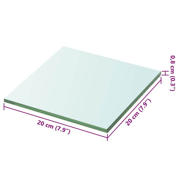 vidaXL Shelves 2 pcs Panel Glass Clear 20x20 cm