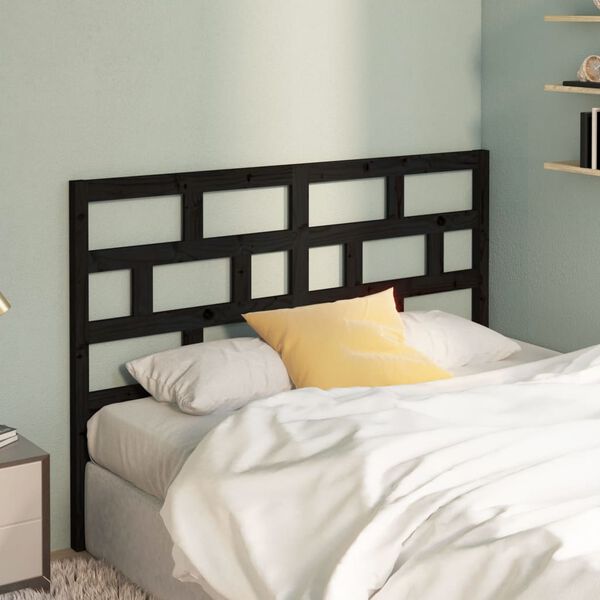 vidaXL Bed Headboard Black 141x4x100 cm Solid Wood Pine