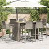 vidaXL 7 Piece Garden Bar Set without Cushions Grey Poly Rattan Acacia