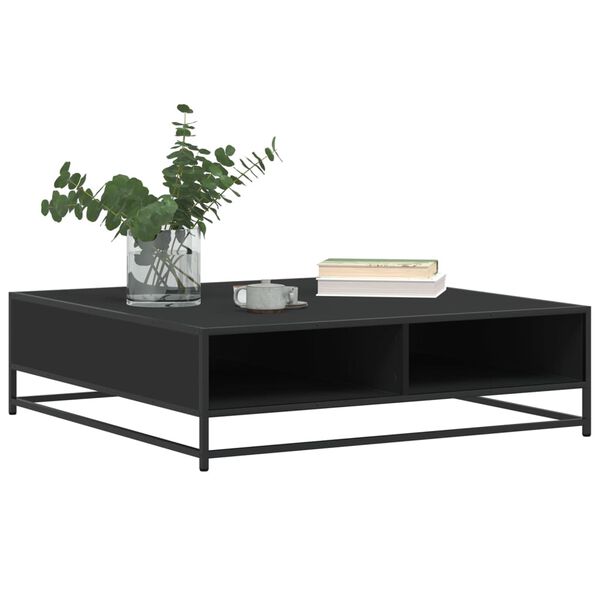vidaXL Coffee Table Black 100x100x30 cm Engineered Wood and Metal
