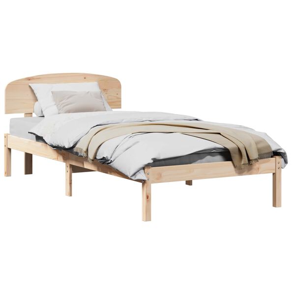 vidaXL Bed Frame with Headboard Natural 90 x 200 cm Solid Pine Wood