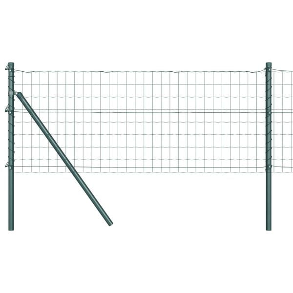vidaXL Fence with Post Green 0.4 x 50 m Steel and PVC