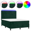 vidaXL Box Spring Bed with Mattress&LED Dark Green 140x190 cm Velvet