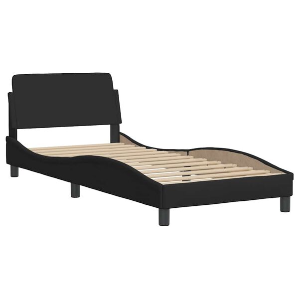 vidaXL Bed with Mattress "Dover" Black Single Fabric