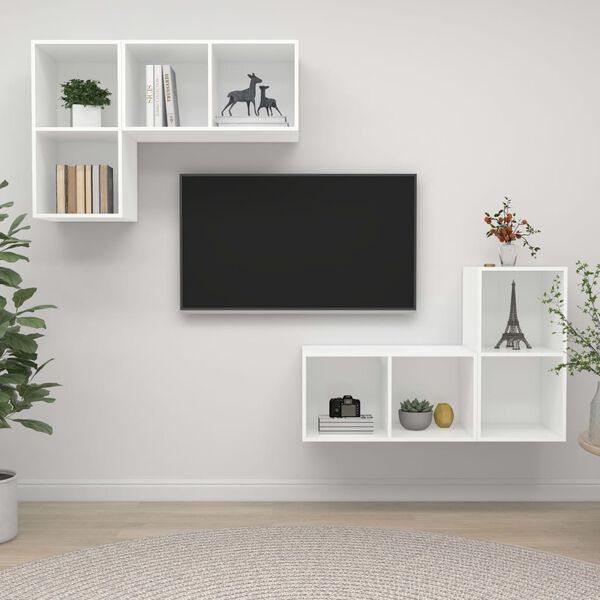 vidaXL Wall-mounted TV Cabinets 4 pcs White Engineered Wood