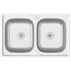 vidaXL Kitchen Sink with Double Basins Silver 800x500x155 mm Stainless Steel