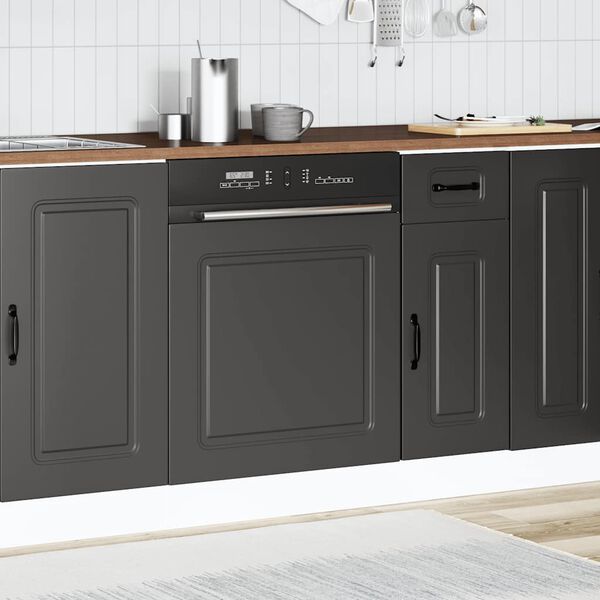 vidaXL Dishwasher Panel&nbsp;Kalmar&nbsp;Black 60x1.5x67 cm Engineered Wood