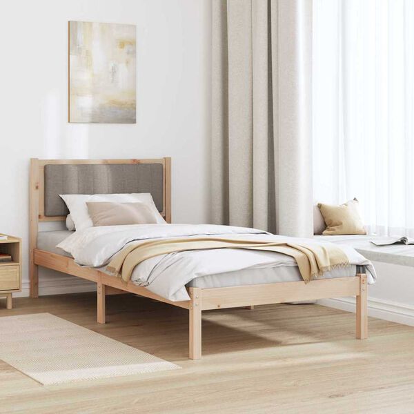 vidaXL Bed Frame with Upholstered Headboard Taupe 90 x 190 cm