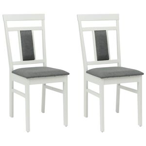 vidaXL Dining Chair 2 pcs White and Grey Solid Rubber Wood