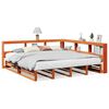 vidaXL Bookcase Bed without Mattress Wax Brown 200x200cm Solid Wood Pine