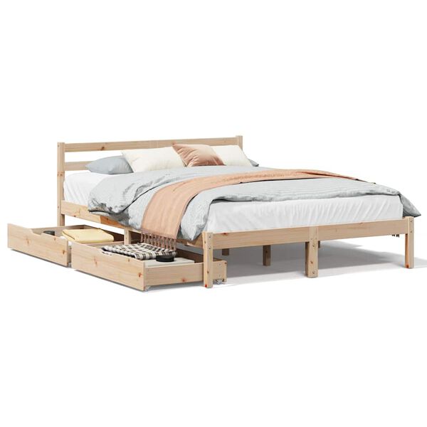 vidaXL Bed Frame without Mattress 135x190 cm Double Solid Wood Pine