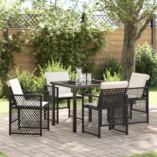 vidaXL Garden Dining Set 5 pcs Black Poly Rattan