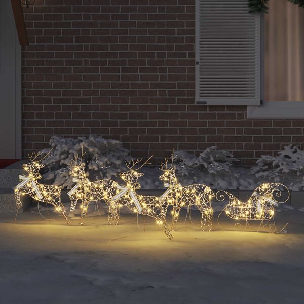 vidaXL LED Reindeers with 40 LEDs 5 pcs Gold PET