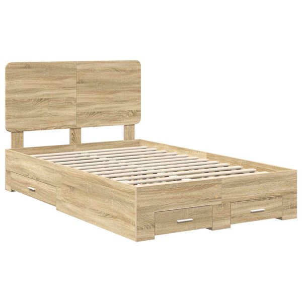 vidaXL Bed Frame with Drawer Sonoma Oak 120 x 200 cm Engineered Wood