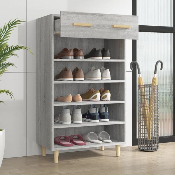 vidaXL Shoe Cabinet Grey Sonoma 60x35x105 cm Engineered Wood