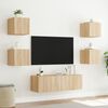 vidaXL 5 Piece TV Wall Cabinets with LED Lights Sonoma Oak