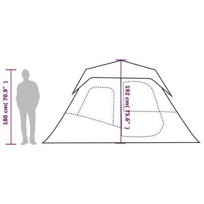 vidaXL Camping Tent 6-Person Green Waterproof