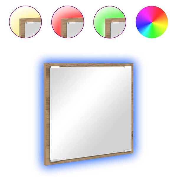 vidaXL LED Bathroom Mirror Wall-mounted Artisan Oak 40 x 37 x 8.5 cm