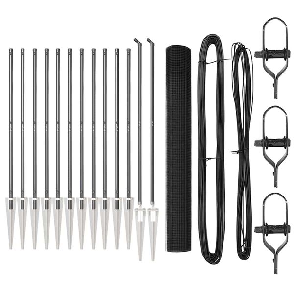 vidaXL Fence Post Grey 25 x 1.2 m (12 x 12 mm mesh) Steel and PVC