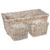 vidaXL Planter Basket GENDT 3 pcs Natural Grey Kubu Rattan