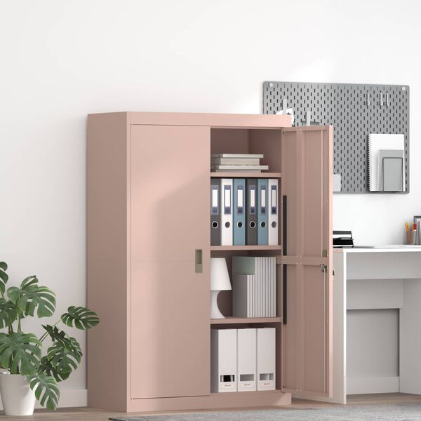 vidaXL Storage Cabinet 2 pcs Pink 90 x 40 x 140 cm Steel