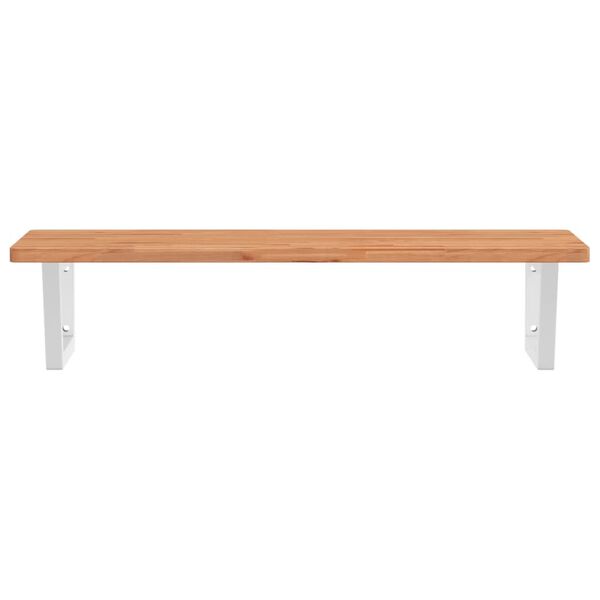vidaXL Basin Shelf Wall Mounted Steel and Solid Wood Beech
