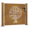 vidaXL Garden Gate 100x100 cm Corten Steel Tree Design