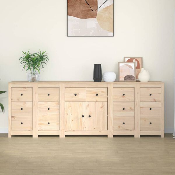 vidaXL Sideboard 230x35x80 cm Solid Wood Pine