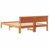 vidaXL Bed Frame with Headboard Wax Brown 150 x 200 cm Solid Pine Wood
