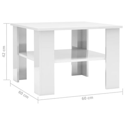 vidaXL Coffee Table High Gloss White 60x60x42 cm Engineered Wood