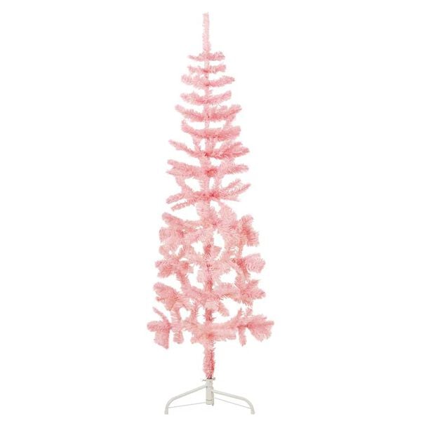 vidaXL Slim Artificial Half Christmas Tree with Stand Pink 180 cm