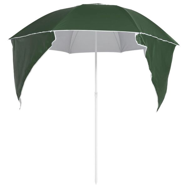 vidaXL Beach Parasol with Side Walls Green 215 cm