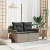 vidaXL Garden Sofa with Cushion Light Grey 141 x 62 x 69cm Poly Rattan