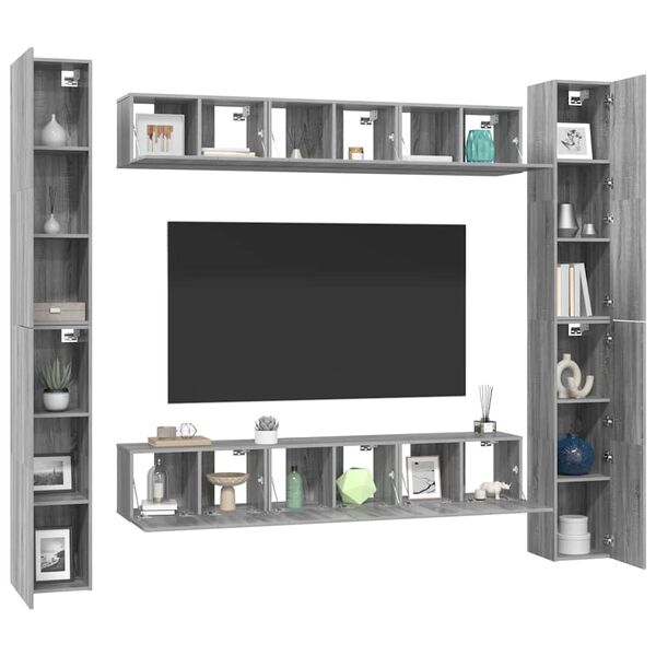 vidaXL 6 Piece TV Cabinet Set Grey Sonoma Engineered Wood