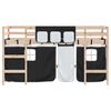 vidaXL Kids' Loft Bed with Curtains without Mattress White&Black 80x200cm