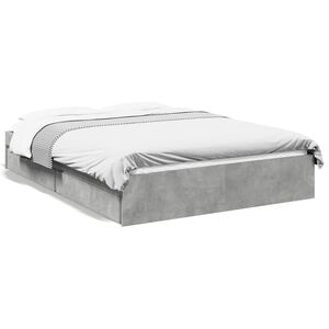 vidaXL Bed Frame with Drawers without Mattress Concrete Grey 120x200 cm