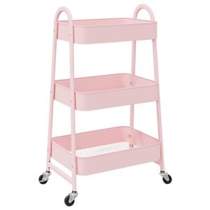 vidaXL Storage Trolley 3-Tier Pink 42x41.5x77 cm Steel