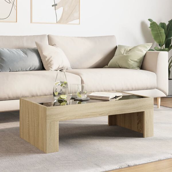 vidaXL Coffee Table with Infinity LED Sonoma Oak 90x50x30 cm