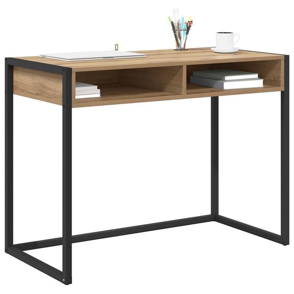 vidaXL Desk with Storage Artisian Oak 100 x 50 x 75 cm Engineered Wood