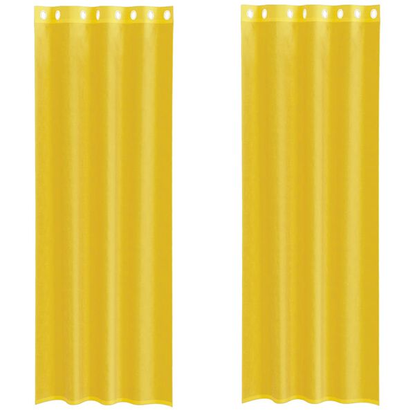 vidaXL Voile Curtains with Grommets 2 pcs Yellow