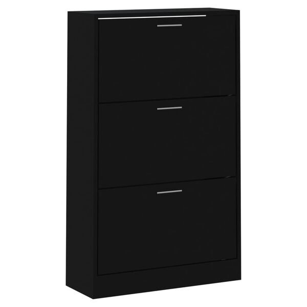 vidaXL Shoe Cabinet Black 63x24x103 cm Engineered Wood