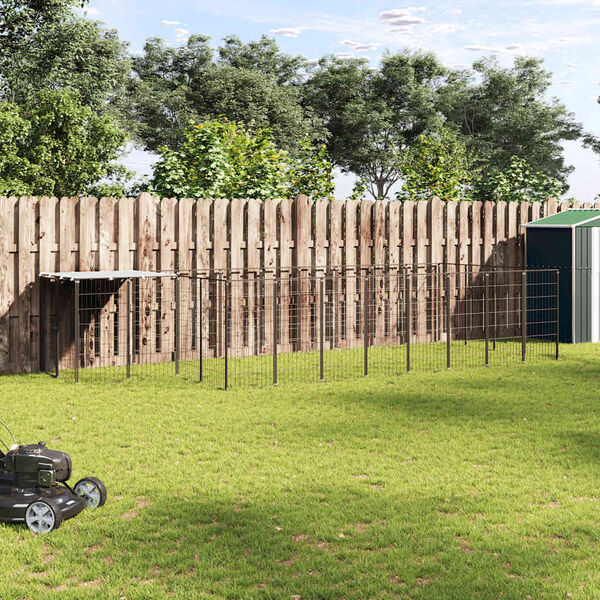 vidaXL Dog Kennel Black 10.89 m&sup2; Steel