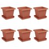 vidaXL Plant Pots 6 pcs Brick Red 16 x 16 x 14 cm Plastic